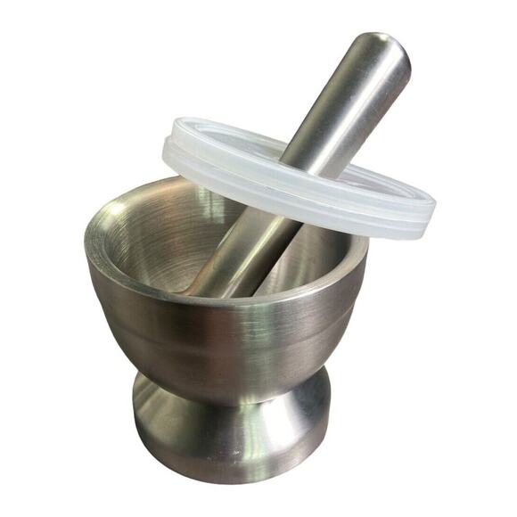 Stainless Steel Mortar Pestle Set w/ Lid 4-3/4" Herb Spice Grinder Pill Crusher - Picture 2 of 6